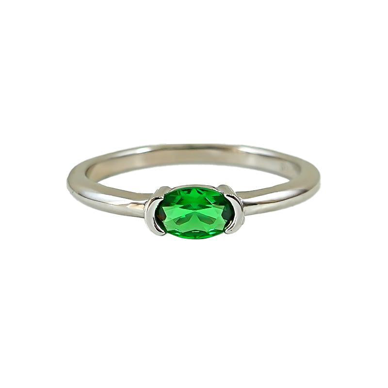 Minimalist Style Simple Bracelet Light Arm Artificial Cultivation Emerald Ring High Carbon Rhinestone Ring