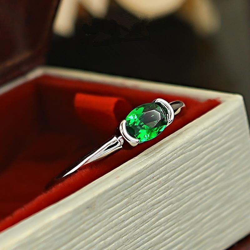 Minimalist Style Simple Bracelet Light Arm Artificial Cultivation Emerald Ring High Carbon Rhinestone Ring