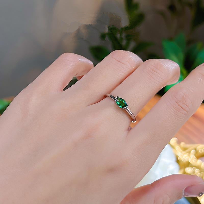 Minimalist Style Simple Bracelet Light Arm Artificial Cultivation Emerald Ring High Carbon Rhinestone Ring